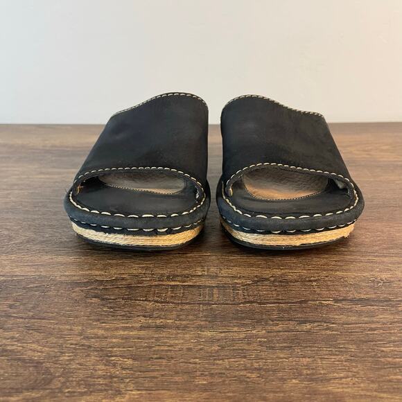 Born Black Leather Clog Sandals Women’s 6 EU 36.5 Platform Slip On - Picture 10 of 11